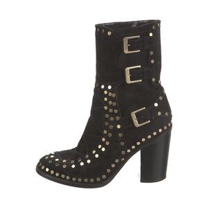 Laurence Dacade Paris black leather suede studded buckle boots size 37